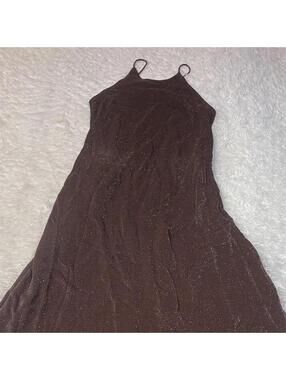 Vintage 90's Hampton Nites Glitter Brown Dress USA Size 10 Maxi